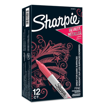 Sharpie® Metallic Fine Point Permanent Markers, Fine Bullet Tip, Red, Dozen freeshipping - TVN Wholesale